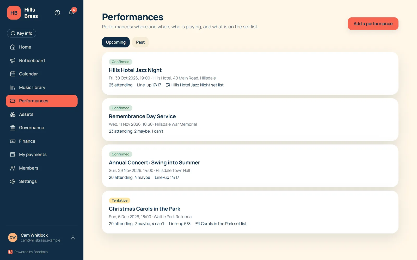 Gigs list