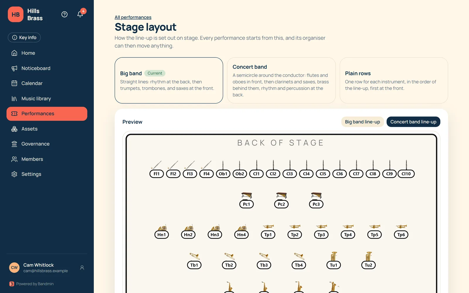 Stage layout settings